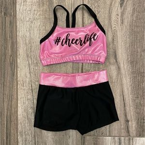 Cheer Sports Bra Short Set Pink Black Youth Small 7